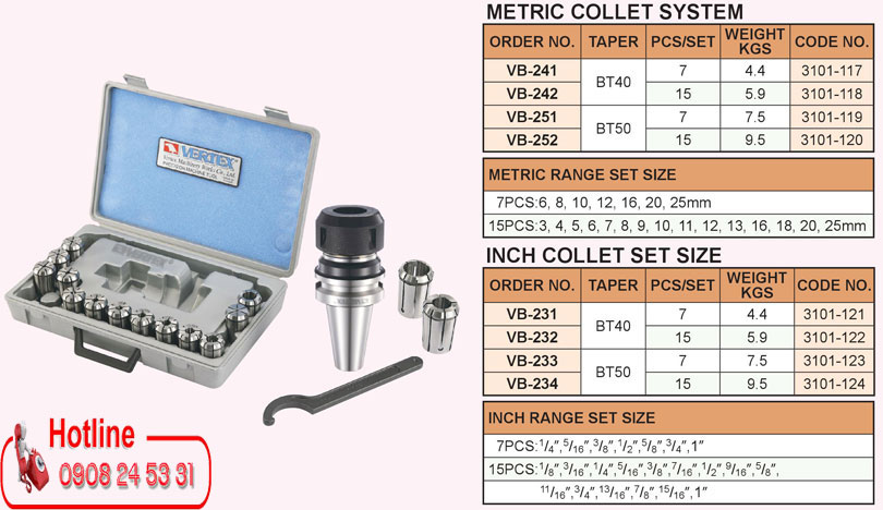 Nhà cung cấp bầu kẹp dao phay OZ25 kèm chuôi côn BT