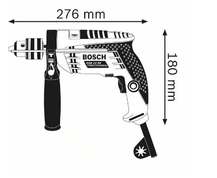 Kích thước máy khoan động lực Bosch GSB 13 RE