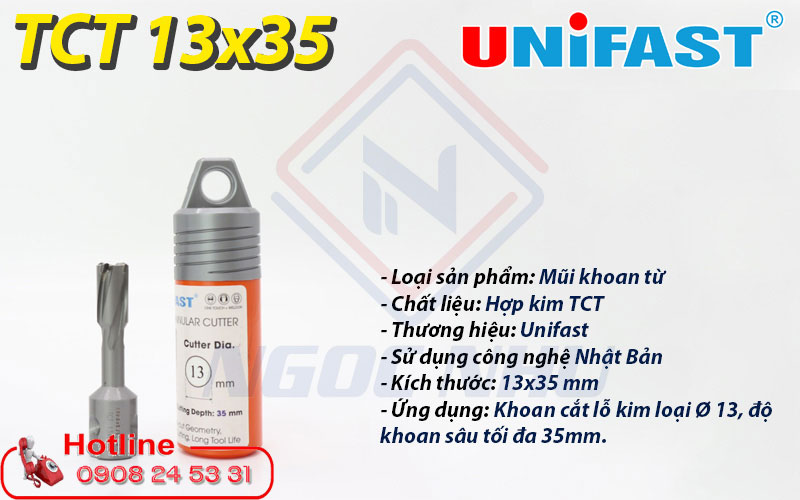 Nhà cung cấp mũi khoan từ hợp kim 13x35mm giá rẻ chính hãng hiệu Unifast