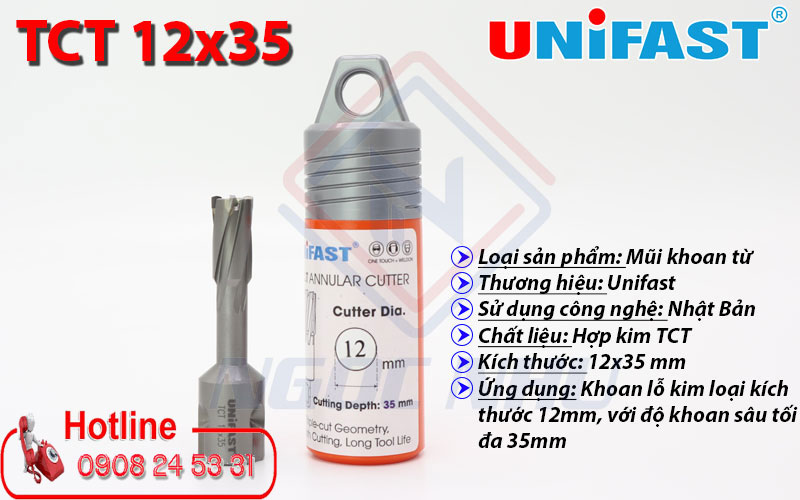 Đại lý mũi khoan từ hợp kim hiệu unifast phi 13x35mm công nghệ nhật bản